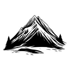 Black and White Mountain Range Silhouette