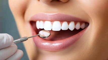 Fototapeta premium Patient undergoes professional teeth whitening treatment at dental clinic