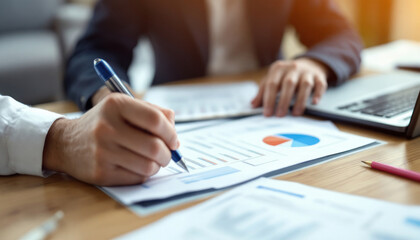 Businesspeople Analyzing Financial Data Together