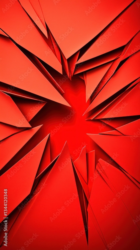 Poster abstract red fractured surface: a study in sharp angles and intense color