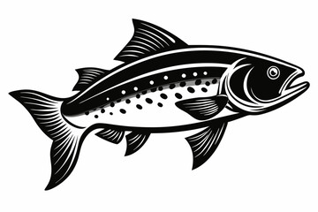 trout fish line art silhouette vector illustration