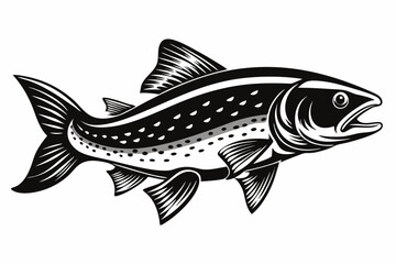 trout fish line art silhouette vector illustration