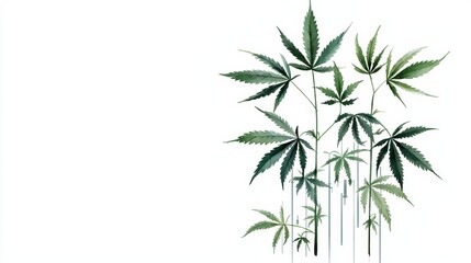 Illustration of cannabis leaves presenting a lush green foliage, ideal for wellness, nature, or botanical design projects.