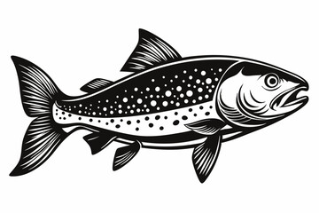 trout fish line art silhouette vector illustration