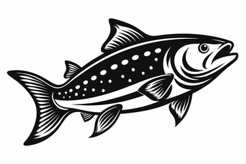 trout fish line art silhouette vector illustration