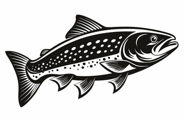 trout fish line art silhouette vector illustration