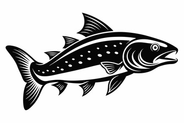 trout fish line art silhouette vector illustration