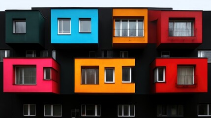 Obraz premium Vibrant apartment building facade with colorful exterior