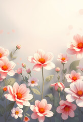 Naklejka premium Elegant Pink Floral Blooms: Nature-Inspired Soft Botanical Scenery with Delicate Petals and Vibrant Colors