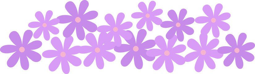 Fototapeta premium Flower cluster flat vector illustration Isolated. Garden flower group cartoon. Spring cute Simple flowers. Transparent background.