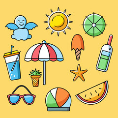 Summer elements and icon collection vector design