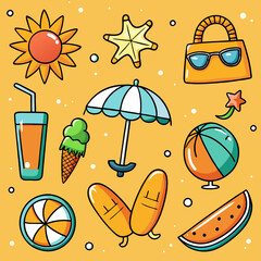 Summer elements and icon collection vector design