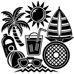 Summer elements and icon collection vector design