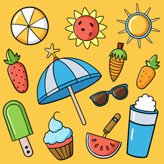 Summer elements and icon collection vector design