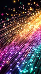 Fototapeta premium Vibrant Rainbow Fiber Optics: A Symphony of Light and Color
