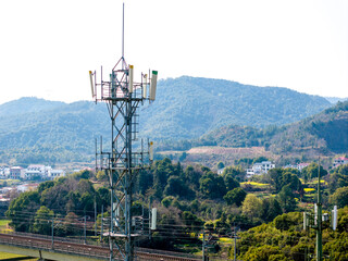 5G communication signal tower erected in the countryside