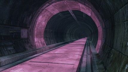 Mysterious Pink-Lit Tunnel: An Enigma of Underground Architecture
