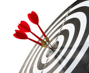 three red darts arrow on target board