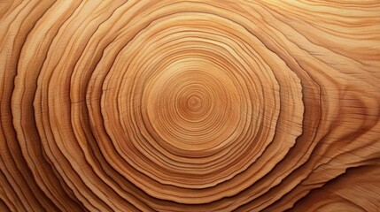 Fototapeta premium Close-up of a tree trunk showcasing its intricate, circular growth rings and warm wooden texture, highlighting natural patterns and beauty.