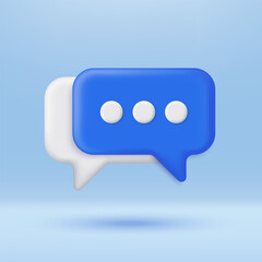 3D Chat bubble icon isolated on background. Social network communication concept. Chatting box, message box. Minimalist cartoon icon. 3D vector render illustration.