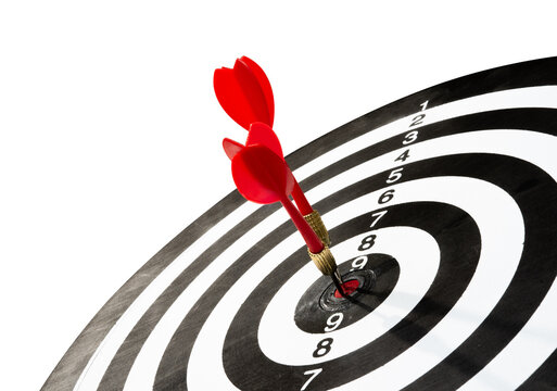 red dart for success goals concept