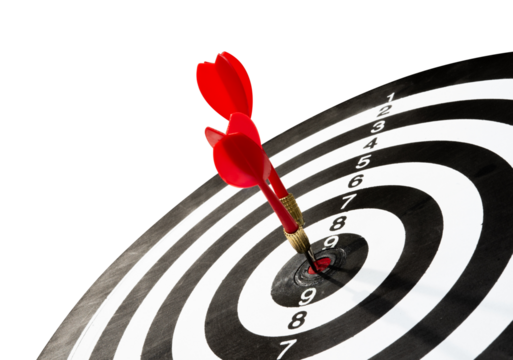 red dart for success goals concept