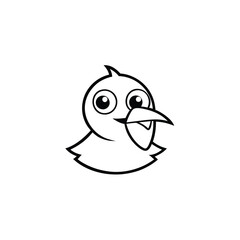 Cartoon Blue Bird Logo – Red Beak, Language Learning, Tropical Roguelike Style