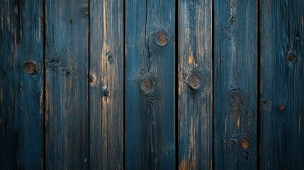 Fototapeta premium Aged, weathered wooden planks in deep blue-gray tones