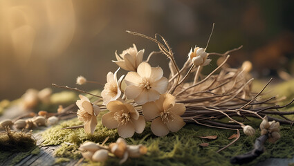 Title: Serene Natural Background with Warm Golden Light

