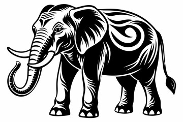 elephant line art silhouette vector illustration