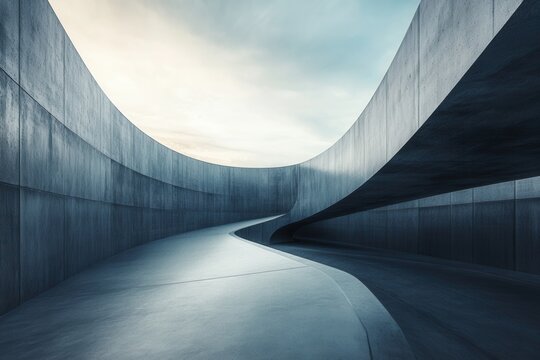 Futuristic landscape minimal structures high contrast lighting with space on left