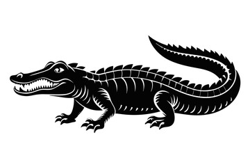 alligator line art silhouette vector illustration