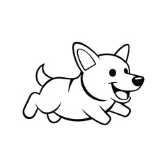 Energetic Corgi Zoom Logo – Playful Comic-Style Dog, Vibrant & Fun