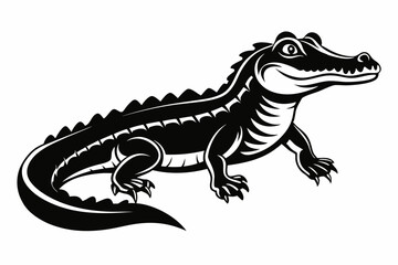 alligator line art silhouette vector illustration