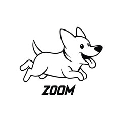 Energetic Corgi Zoom Logo – Playful Comic-Style Dog, Vibrant & Fun