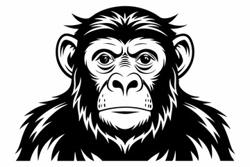 chimpanzee line art silhouette vector illustration