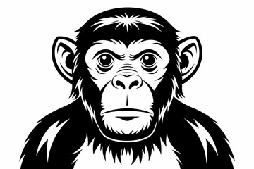 chimpanzee line art silhouette vector illustration