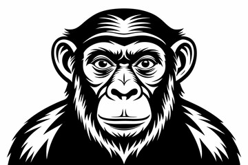 chimpanzee line art silhouette vector illustration