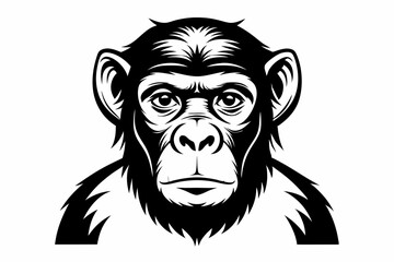 chimpanzee line art silhouette vector illustration