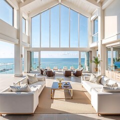 une maison au bord de la mer moderne 