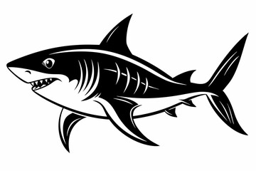 Fototapeta premium shark line art silhouette vector illustration