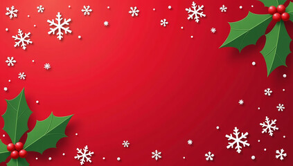 festive holiday design featuring holly snowflakes red background suitable various crafts gift wrap