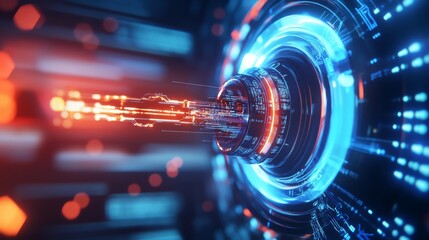 Fototapeta premium Futuristic Digital Data Stream Virtual Realm Abstract Visualization Tech Environment Close-up View Innovation Concept