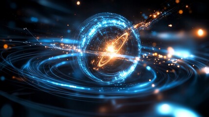 Dynamic Cosmic Energy Orb Futuristic Realm Digital Art Abstract Environment Close-Up View Sci-Fi Concept