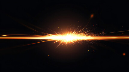 Golden energy burst on black background