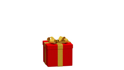 Red Gift Box with Yellow Ribbon on Transparent Background PNG.