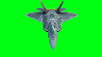 Military fighter jet F-22. green screen isolate. 3d rendering.