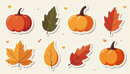 autumn stickers offer cozy fall designs cute illustrations holiday season vector flat
