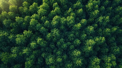 Naklejka premium Aerial View of Green Forest Trees Tropical Rainforest Ecosystem Healthy Environment Natural Landscape