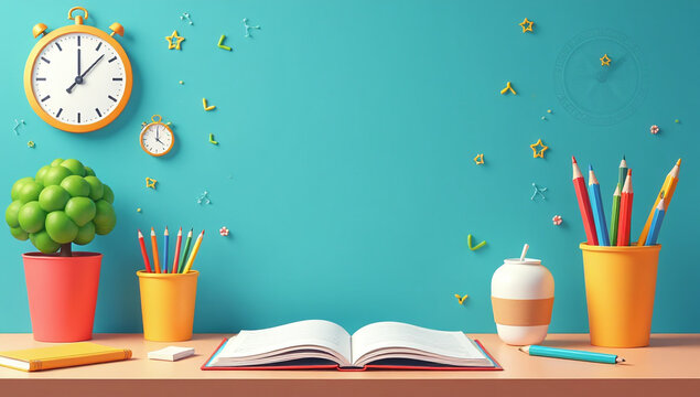 back school essential supplies cute icons fun learning experience every day